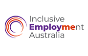 Inclusive Employment Australia logo, with orange swirl icon beside the text